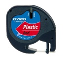 DYMO LetraTag Schrifband Plastik, 12mm x 4m, schwarz auf rot