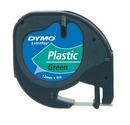 DYMO Original Schriftband für LetraTag, Plastik,12mm x 4m Farbe Etiketten schwarz auf grün