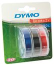 DYMO S0847750 Prägeband 3er Starter-Pack 9mm x 3m, glänzend rot, blau, schwarz